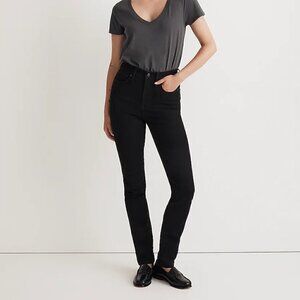 Madewell Petite Stovepipe Stretch Slim Straight Leg Jeans Black Size 24P NWT
